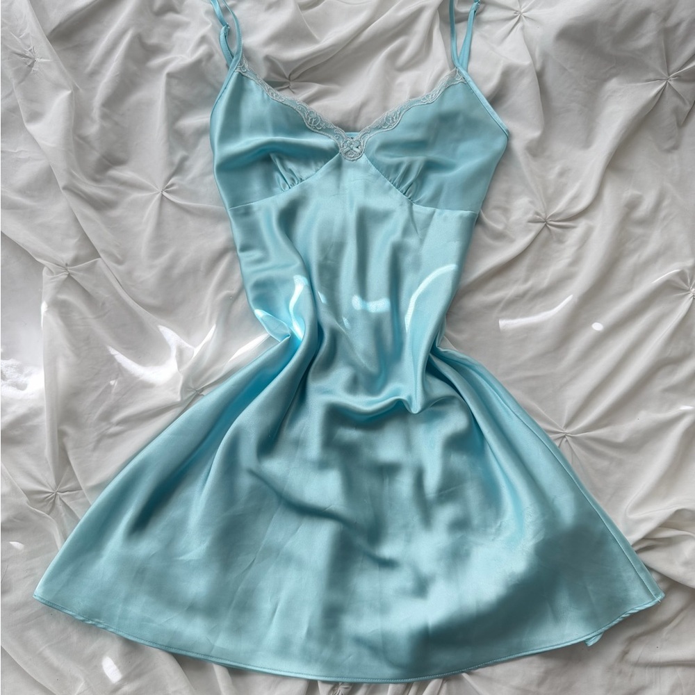 Adonna Light Blue Satin Dress